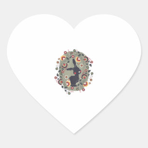 Cute Bunny Floral Ornament Animal Pet Rabbit Easte Heart Sticker