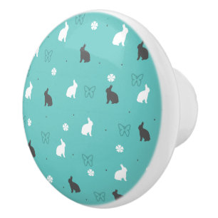 cute bunny flower and butterfly pattern ceramic knob