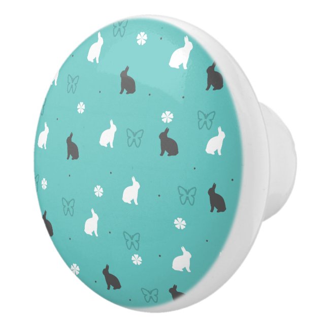 cute bunny flower and butterfly pattern ceramic knob (Right)