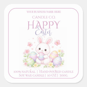Cute Bunny, Flowers & Butterflies - Happy Easter  Square Sticker