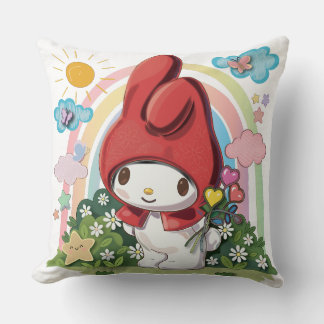 Cute Bunny & Flowers Nursery Decorative Throw Pill Pillow