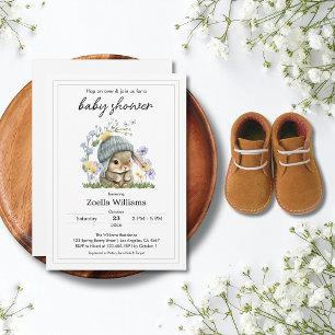 Cute Bunny Flowers Spring Baby Shower Invitation