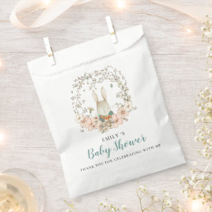 Cute Bunny Foliage Thank You Baby Shower Favour Bag