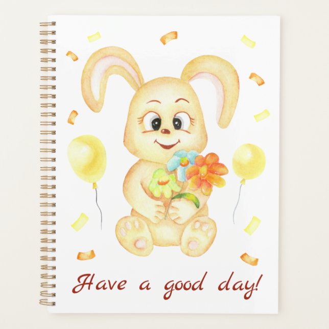 Cute Bunny for a positive mood  Planner (Front)
