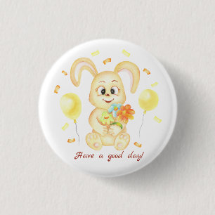 Cute Bunny for a positive mood Poster 1 Inch Round Button
