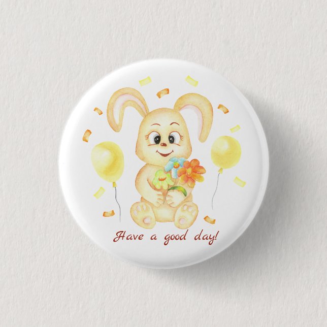 Cute Bunny for a positive mood Poster 1 Inch Round Button (Front)
