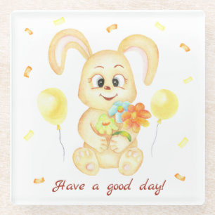 Cute Bunny for a positive mood Poster Glass Coaster