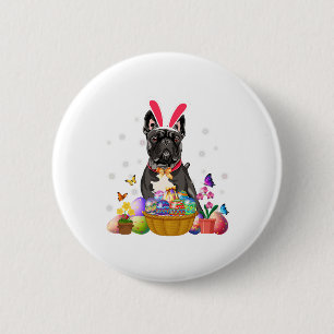 Cute Bunny French Bulldog Easter Day Eggs Basket 2 Inch Round Button