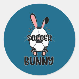 Cute bunny funny sporty easter rabbit soccer eggs  classic round sticker