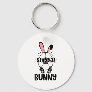 Cute Bunny Funny Sporty Easter Rabbit Soccer Eggs Keychain
