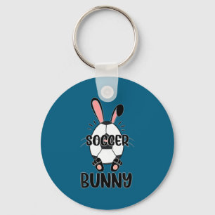 Cute bunny funny sporty easter rabbit soccer eggs keychain