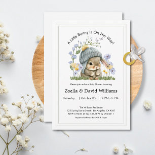 Cute Bunny Garden Spring Baby Shower Invitation