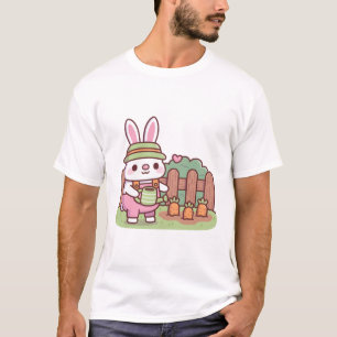 Cute Bunny Gardener Watering Carrots T-Shirt