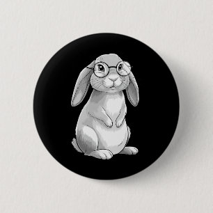 Cute Bunny Geek Nerd Rabbit Hipster Womens Girls T 2 Inch Round Button