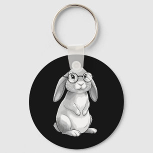 Cute Bunny Geek Nerd Rabbit Hipster Womens Girls T Keychain