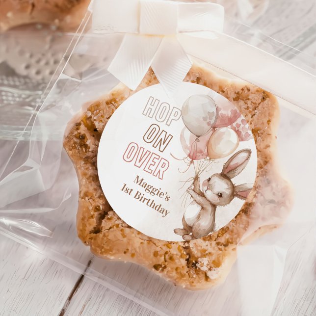 Cute Bunny Girl Birthday Party Classic Round Sticker (Creator Uploaded)