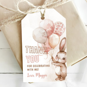 Cute Bunny Girl Birthday Party Gift Tags