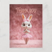 Cute Bunny Girl in Pink Tutu Thank You