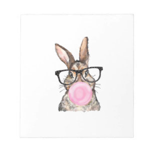 Cute Bunny Glasses Bubblegum Easter Day Girls Kids Notepad