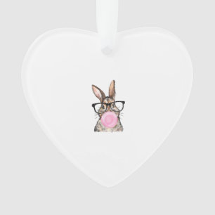 Cute Bunny Glasses Bubblegum Easter Day Girls Kids Ornament