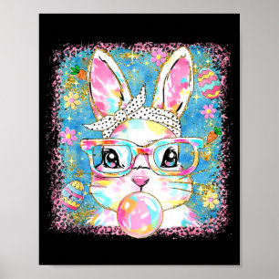 Cute Bunny Gles Coquette Bow Rabbit Eggs Happy Eas Poster