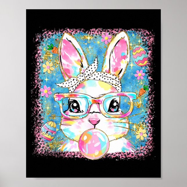 Cute Bunny Gles Coquette Bow Rabbit Eggs Happy Eas Poster (Front)