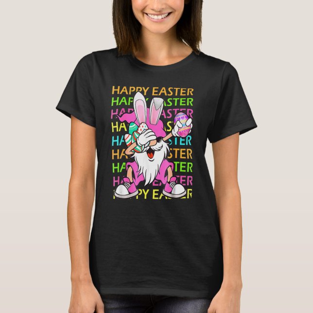 Cute Bunny Gnome Ears Rabbit Hunting Happy Easter  T-Shirt (Front)