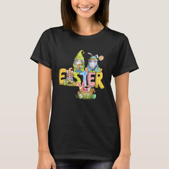 Cute Bunny Gnome Easter Day Eggs Gnomes Easter 202 T-Shirt (Front)