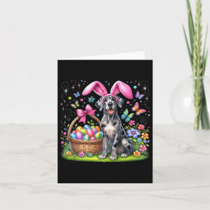 Cute Bunny Great Dane Dog Easter Eggs Basket Easte Card
