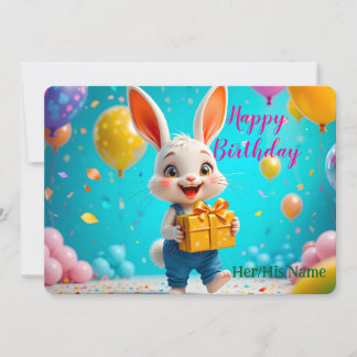 Cute Bunny Happy Birthday  Card