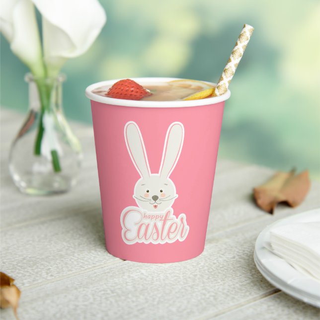 Cute BUNNY Happy Easter Eggs Hunt Party Cute  Paper Cups (Insitu)