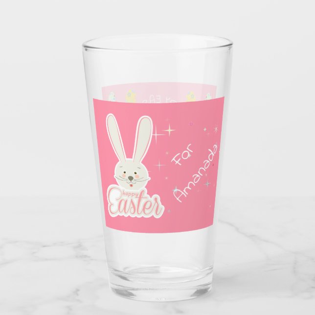 Cute Bunny Happy Easter Eggs Hunt Party Spring Glass (Front)
