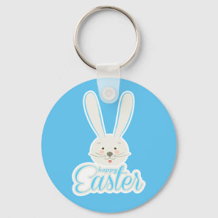 Cute Bunny Happy Easter Eggs Hunt Party Spring Keychain