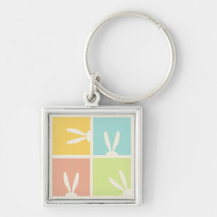 Cute Bunny Happy Easter Eggs Hunt Party Spring Keychain