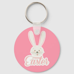Cute Bunny Happy Easter Eggs Hunt Party Spring Keychain