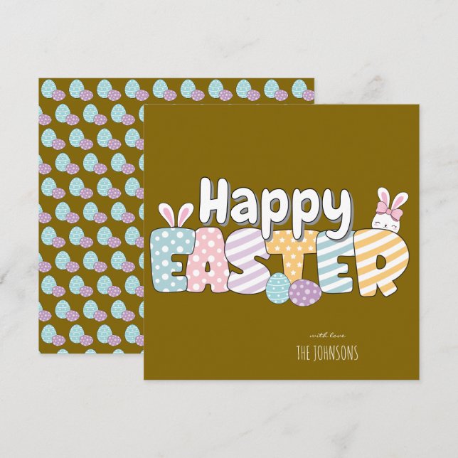 Cute Bunny Happy Easter Holiday Card (Front/Back)