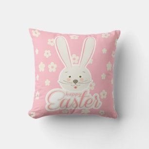 CUTE BUNNY HAPPY EASTER HOLIDAY PARTY Trendy Throw Pillow