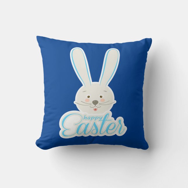 CUTE BUNNY HAPPY EASTER HOLIDAY PARTY Trendy Throw Pillow (Front)