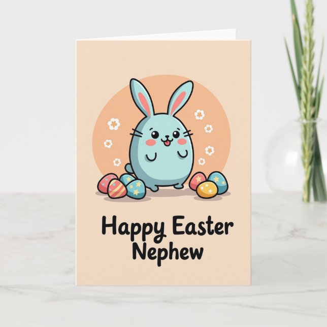Cute Bunny Happy Spring Card (Front)