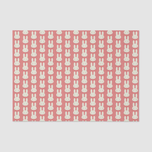 Cute Bunny Head Pattern Pink Tissue Paper (Front)