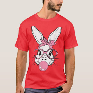 Cute Bunny Heart Glasses Bubblegum for Women Kids  T-Shirt
