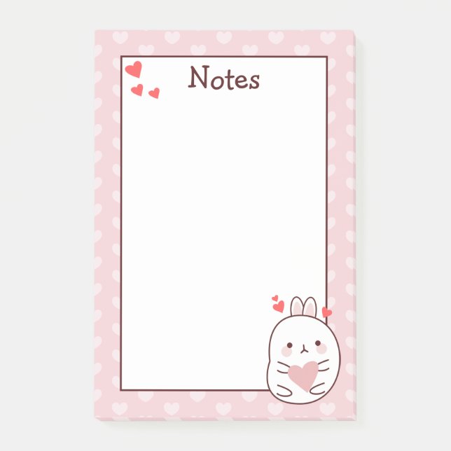 Cute Bunny Heart  Post-it Notes (Front)
