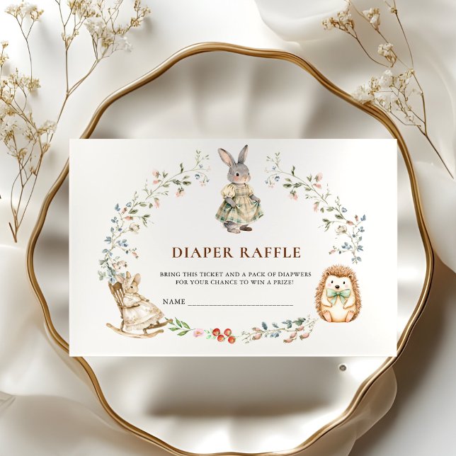 Cute Bunny Hedgehog Diaper Raffle Wreath Enclosure Card (Creator Uploaded)