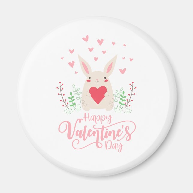Cute Bunny Heureuse Sainte-Valentin | Magnet (Devant)