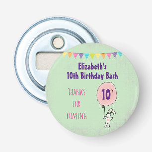 Cute Bunny Holding a Balloon Birthday Bottle Opener