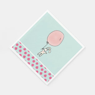 Cute Bunny Holding a Balloon Napkin