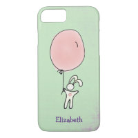 Cute Bunny Holding a Balloon Personalized