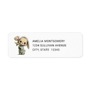 Cute Bunny Holding a Tulip - Address