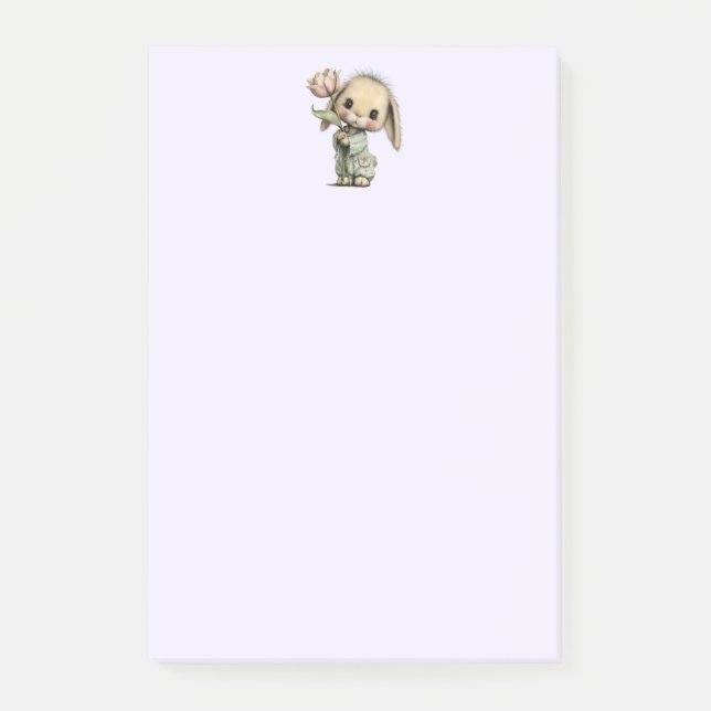 Cute Bunny Holding a Tulip Post-it Notes (Front)
