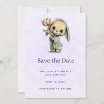 Cute Bunny Holding a Tulip